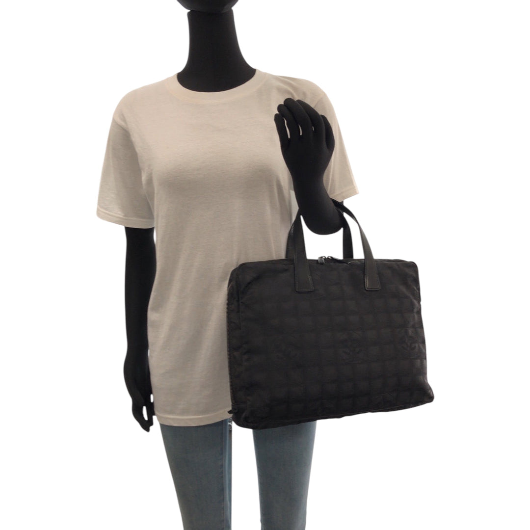 CHANEL Business bag A15974 Nylon Black SilverMetal Business bag handbag New travel line COCO Mark Women Used Authentic