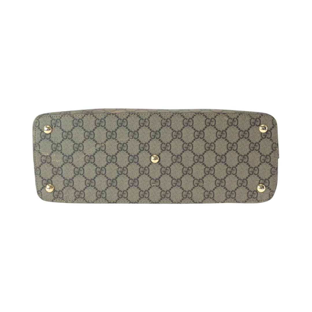 GUCCI Tote Bag 409534 GG Supreme Canvas Brown Gold Metal Tote Bag handbag Women Used Authentic