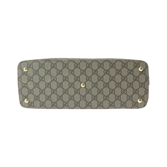 GUCCI Tote Bag 409534 GG Supreme Canvas Brown Gold Metal Tote Bag handbag Women Used Authentic