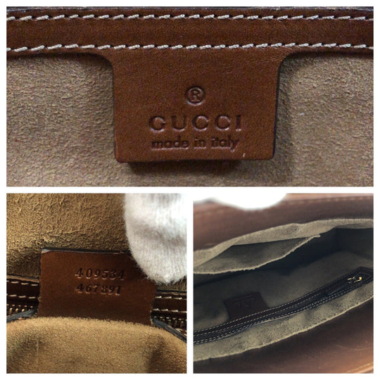 GUCCI Tote Bag 409534 GG Supreme Canvas Brown Gold Metal Tote Bag handbag Women Used Authentic