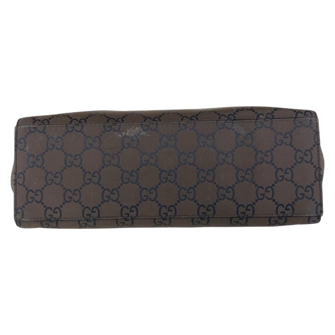 GUCCI Tote Bag 002 1010 GG canvas Brown Black SilverMetal Tote Bag handbag Bamboo Women Used Authentic