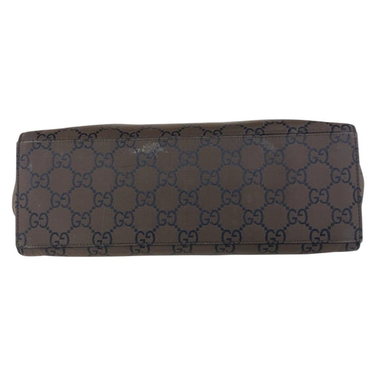 GUCCI Tote Bag 002 1010 GG canvas Brown Black SilverMetal Tote Bag handbag Bamboo Women Used Authentic