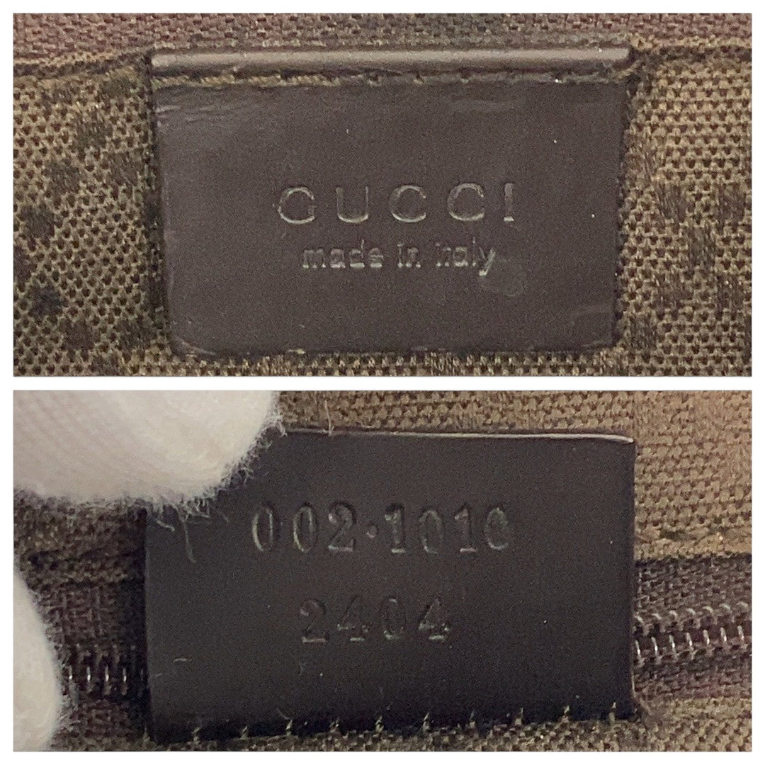 GUCCI Tote Bag 002 1010 GG canvas Brown Black SilverMetal Tote Bag handbag Bamboo Women Used Authentic