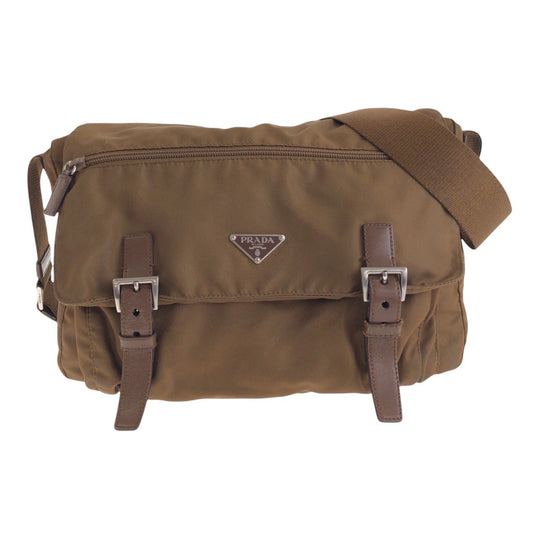 PRADA Shoulder Bag Nylon Brown Test Triangle With logo