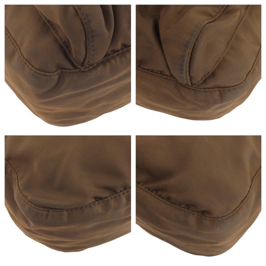 PRADA Shoulder Bag Nylon Brown Test Triangle With logo