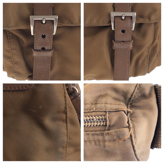 PRADA Shoulder Bag Nylon Brown Test Triangle With logo