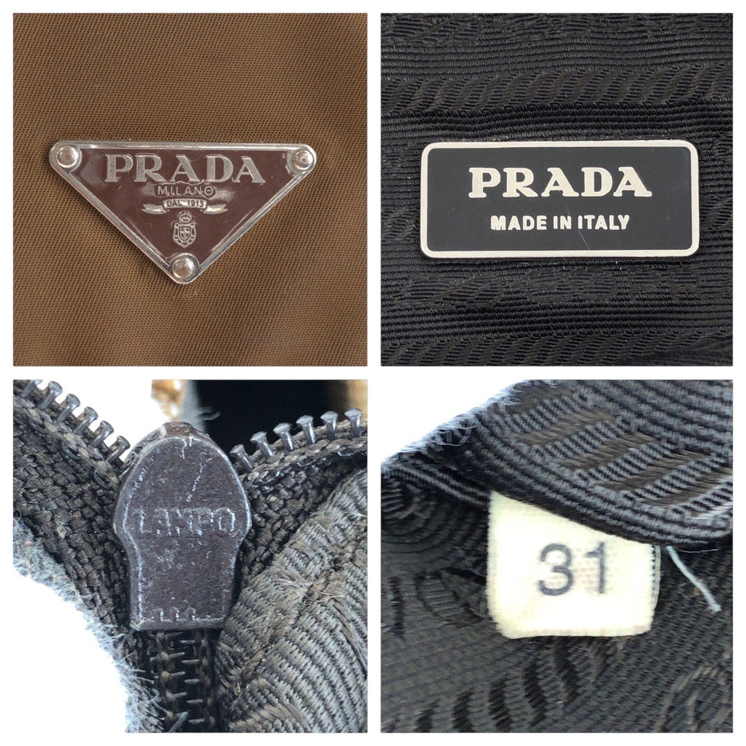 PRADA Shoulder Bag Nylon Brown Test Triangle With logo