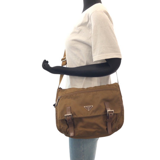 PRADA Shoulder Bag Nylon Brown Test Triangle With logo