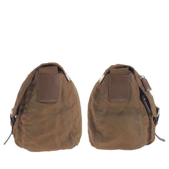 PRADA Shoulder Bag Nylon Brown Test Triangle With logo