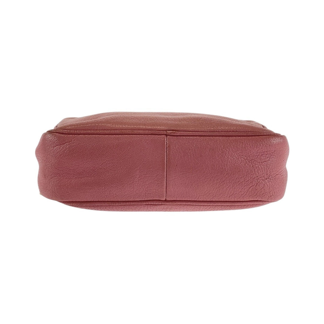 MIUMIU Shoulder Bag leather Pink Black Gold Metal Shoulder Bag Clutch Bag Madras Women Used Authentic