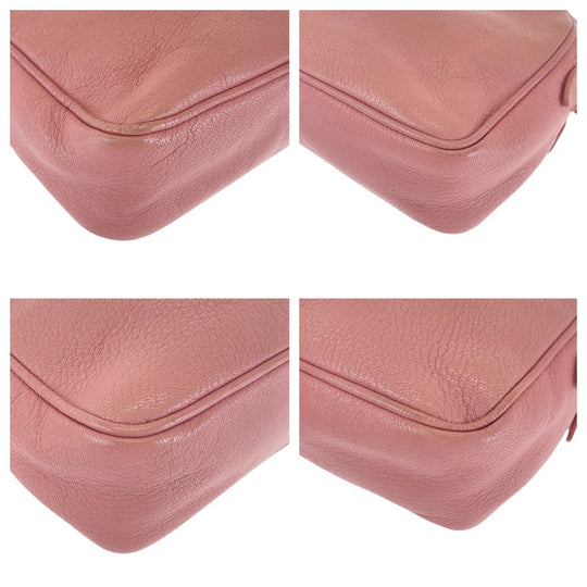 MIUMIU Shoulder Bag leather Pink Black Gold Metal Shoulder Bag Clutch Bag Madras Women Used Authentic