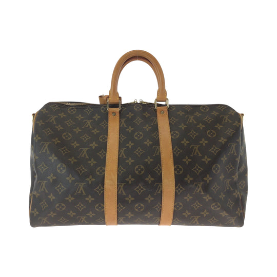 LOUIS VUITTON Shoulder Bag M41428 PVC Brown Gold Metal Shoulder Bag Boston Duffel bag 2way Monogram Keepall 45 bandouliere Women Used Authentic