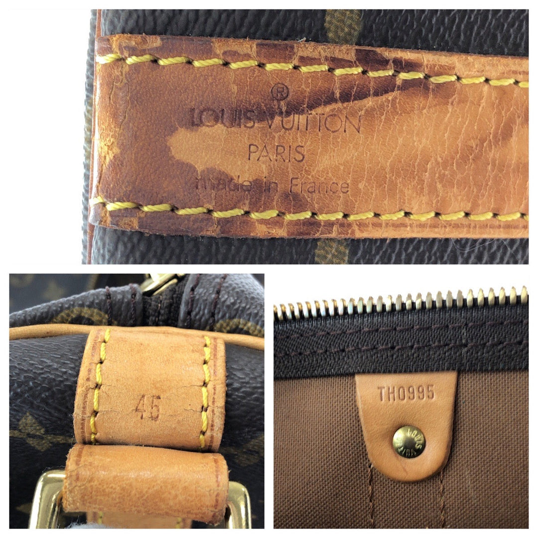 LOUIS VUITTON Shoulder Bag M41428 PVC Brown Gold Metal Shoulder Bag Boston Duffel bag 2way Monogram Keepall 45 bandouliere Women Used Authentic