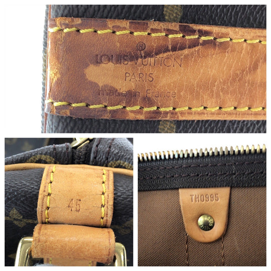 LOUIS VUITTON Shoulder Bag M41428 PVC Brown Gold Metal Shoulder Bag Boston Duffel bag 2way Monogram Keepall 45 bandouliere Women Used Authentic