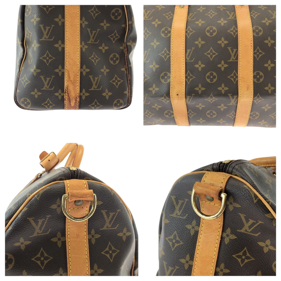 LOUIS VUITTON Shoulder Bag M41428 PVC Brown Gold Metal Shoulder Bag Boston Duffel bag 2way Monogram Keepall 45 bandouliere Women Used Authentic