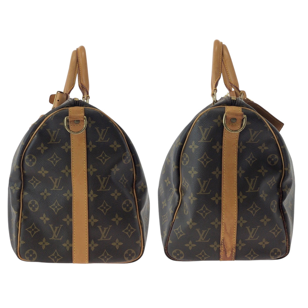 LOUIS VUITTON Shoulder Bag M41428 PVC Brown Gold Metal Shoulder Bag Boston Duffel bag 2way Monogram Keepall 45 bandouliere Women Used Authentic