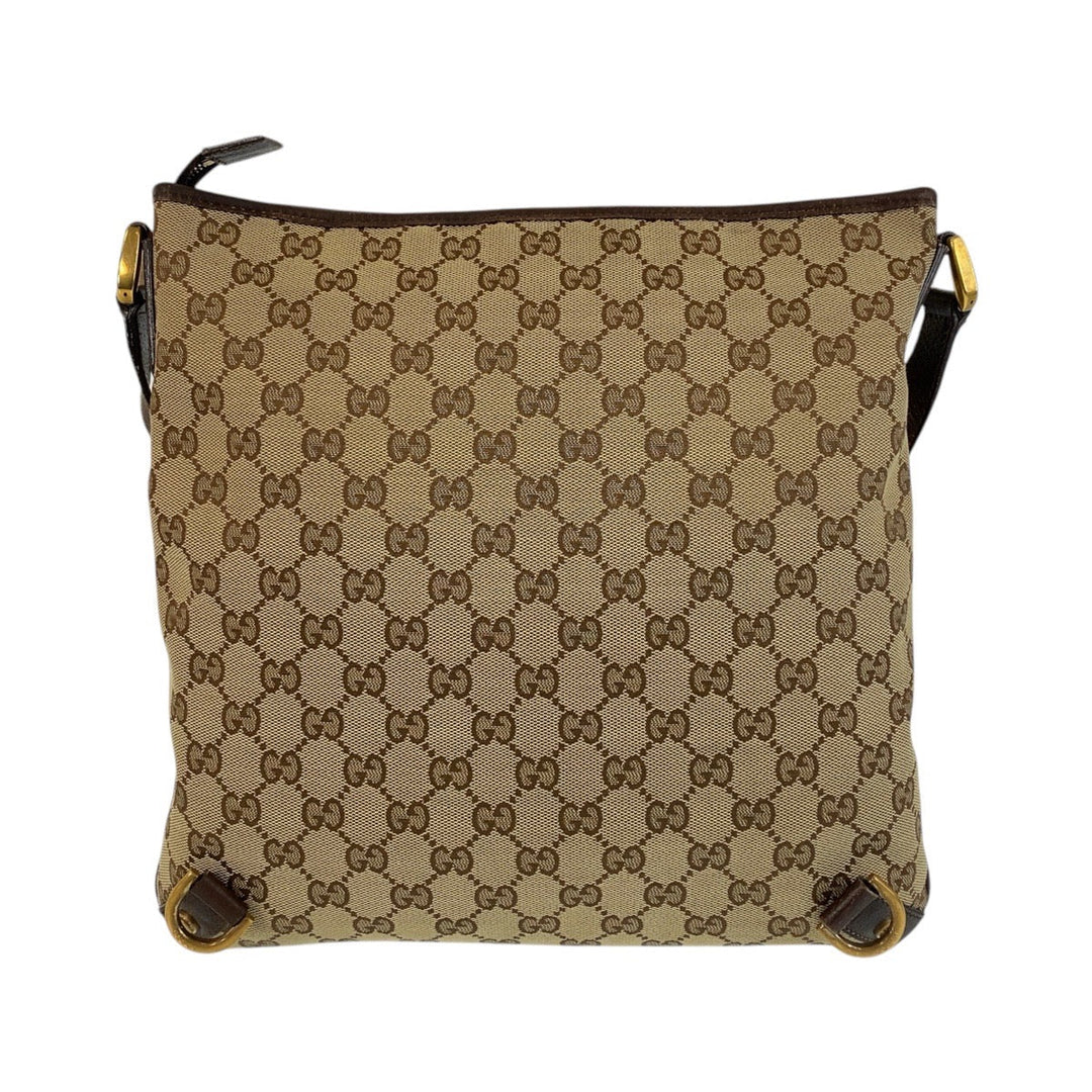 GUCCI Shoulder Bag 131326 GG canvas, leather Beige Brown Gold Metal Shoulder Bag Messenger bag Abbey Women Used Authentic