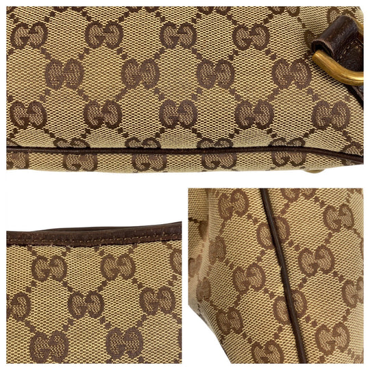 GUCCI Shoulder Bag 131326 GG canvas, leather Beige Brown Gold Metal Shoulder Bag Messenger bag Abbey Women Used Authentic