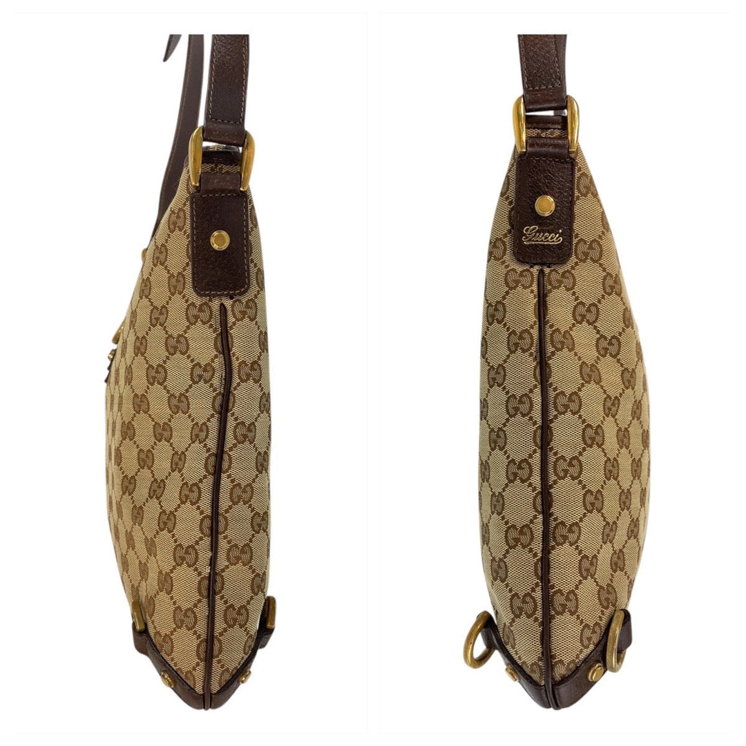 GUCCI Shoulder Bag 131326 GG canvas, leather Beige Brown Gold Metal Shoulder Bag Messenger bag Abbey Women Used Authentic