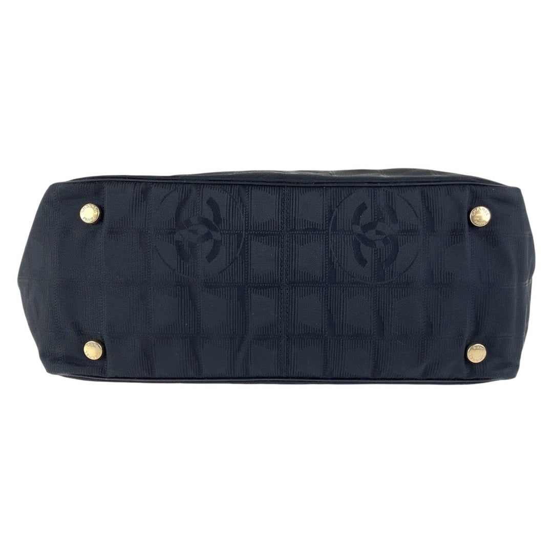 CHANEL Tote Bag Canvas, Leather Black GoldMetal Tote Bag Shoulder Bag New travel line COCO Mark Women Used Authentic