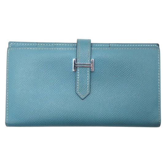 HERMES Long Wallet Purse Epsom Blue Blue Jean Beance fleet