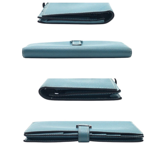 HERMES Long Wallet Purse Epsom Blue Blue Jean Beance fleet