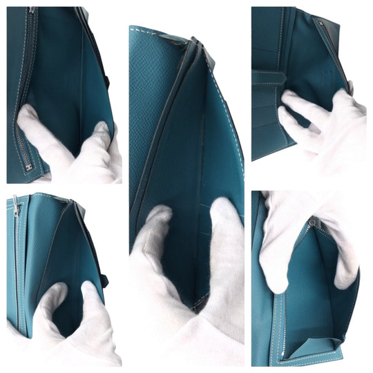 HERMES Long Wallet Purse Epsom Blue Blue Jean Beance fleet