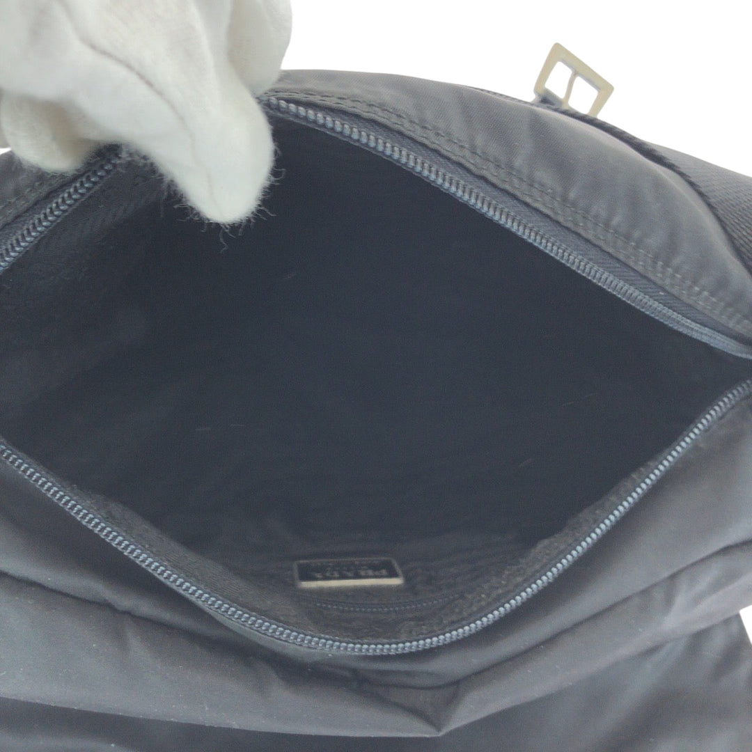 PRADA Shoulder Bag 1BD671 Nylon Black SilverMetal Shoulder Bag Messenger bag Test Triangle With logo Women Used Authentic