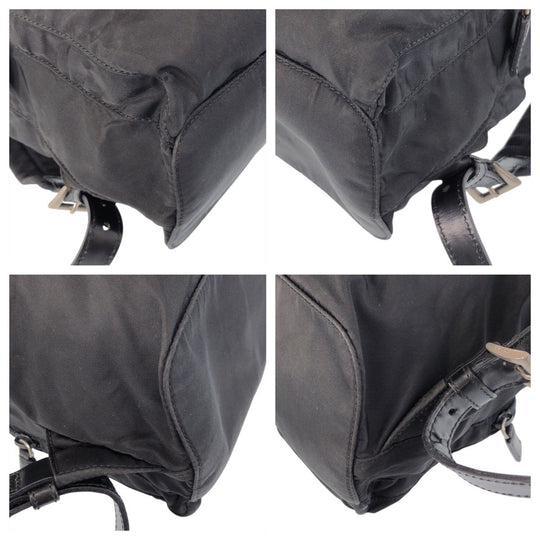 PRADA Backpack Nylon black Backpack Backpack Test Triangle With logo Women Used Authentic