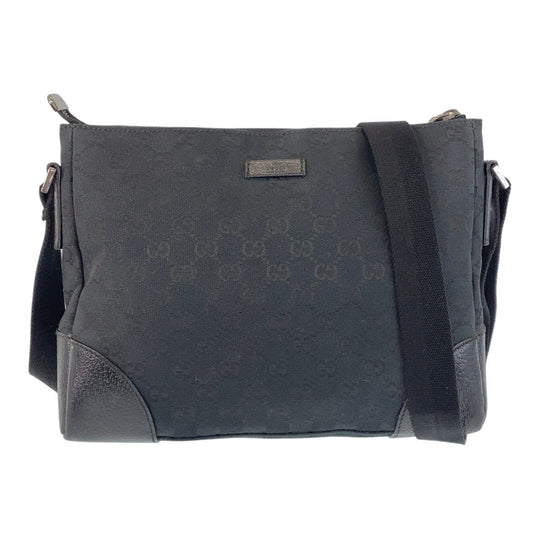 GUCCI Shoulder Bag 114273 GG canvas, leather Black black Shoulder Bag Messenger bag Women Used Authentic