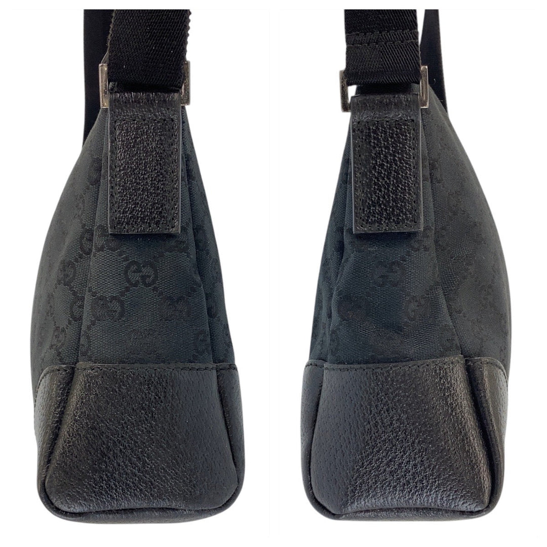 GUCCI Shoulder Bag 114273 GG canvas, leather Black black Shoulder Bag Messenger bag Women Used Authentic