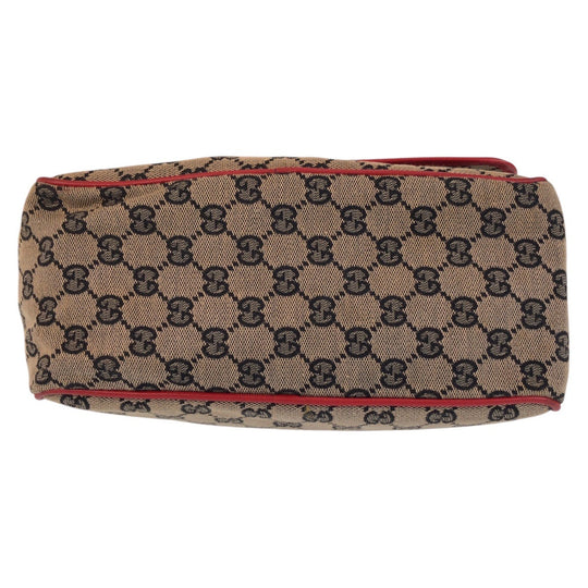 GUCCI Shoulder Bag 001 0375 GG canvas, leather Red Beige Gold Metal Shoulder Bag Messenger bag Women Used Authentic