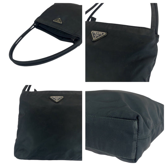 PRADA Tote Bag Nylon black Tote Bag Handbag Shoulder Bag Test Triangle With logo Women Used Authentic