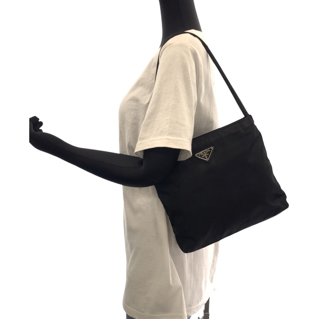 PRADA Tote Bag Nylon black Tote Bag Handbag Shoulder Bag Test Triangle With logo Women Used Authentic