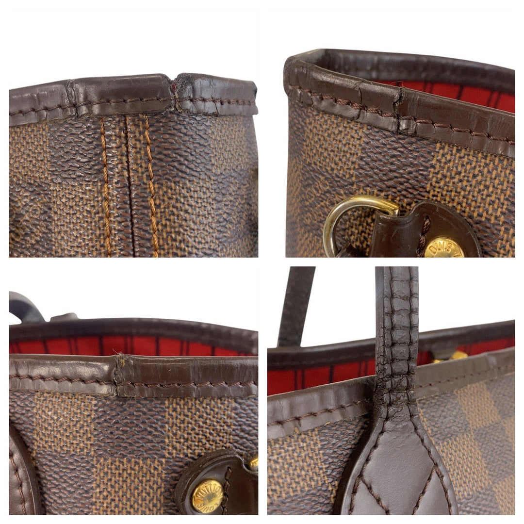 LOUIS VUITTON Tote Bag N51109 PVC, Leather Brown Gold Metal Tote Bag Shoulder Bag Damier Never full PM Women Used Authentic