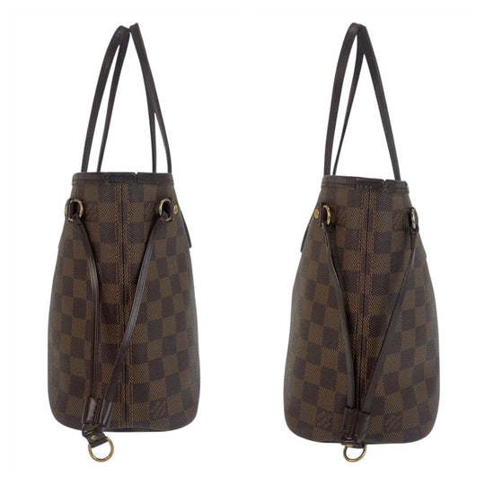 LOUIS VUITTON Tote Bag N51109 PVC, Leather Brown Gold Metal Tote Bag Shoulder Bag Damier Never full PM Women Used Authentic