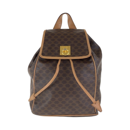 CELINE Backpack PVC, Leather Brown Gold Metal Backpacks & Daypacks Backpacks Macadam Women Used Authentic