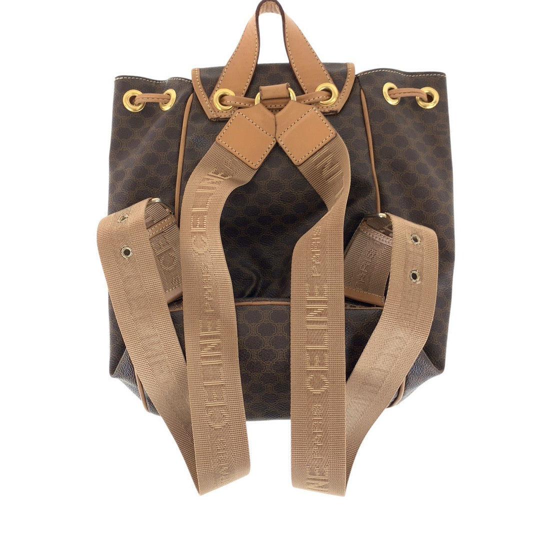 CELINE Backpack PVC, Leather Brown Gold Metal Backpacks & Daypacks Backpacks Macadam Women Used Authentic