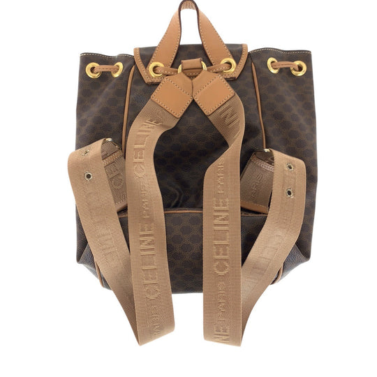 CELINE Backpack PVC, Leather Brown Gold Metal Backpacks & Daypacks Backpacks Macadam Women Used Authentic