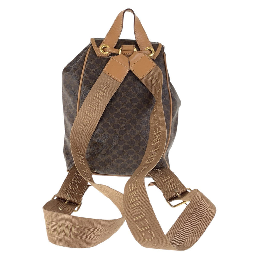 CELINE Backpack PVC, Leather Brown Gold Metal Backpacks & Daypacks Backpacks Macadam Women Used Authentic