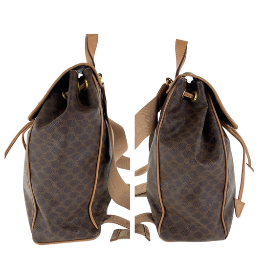 CELINE Backpack PVC, Leather Brown Gold Metal Backpacks & Daypacks Backpacks Macadam Women Used Authentic