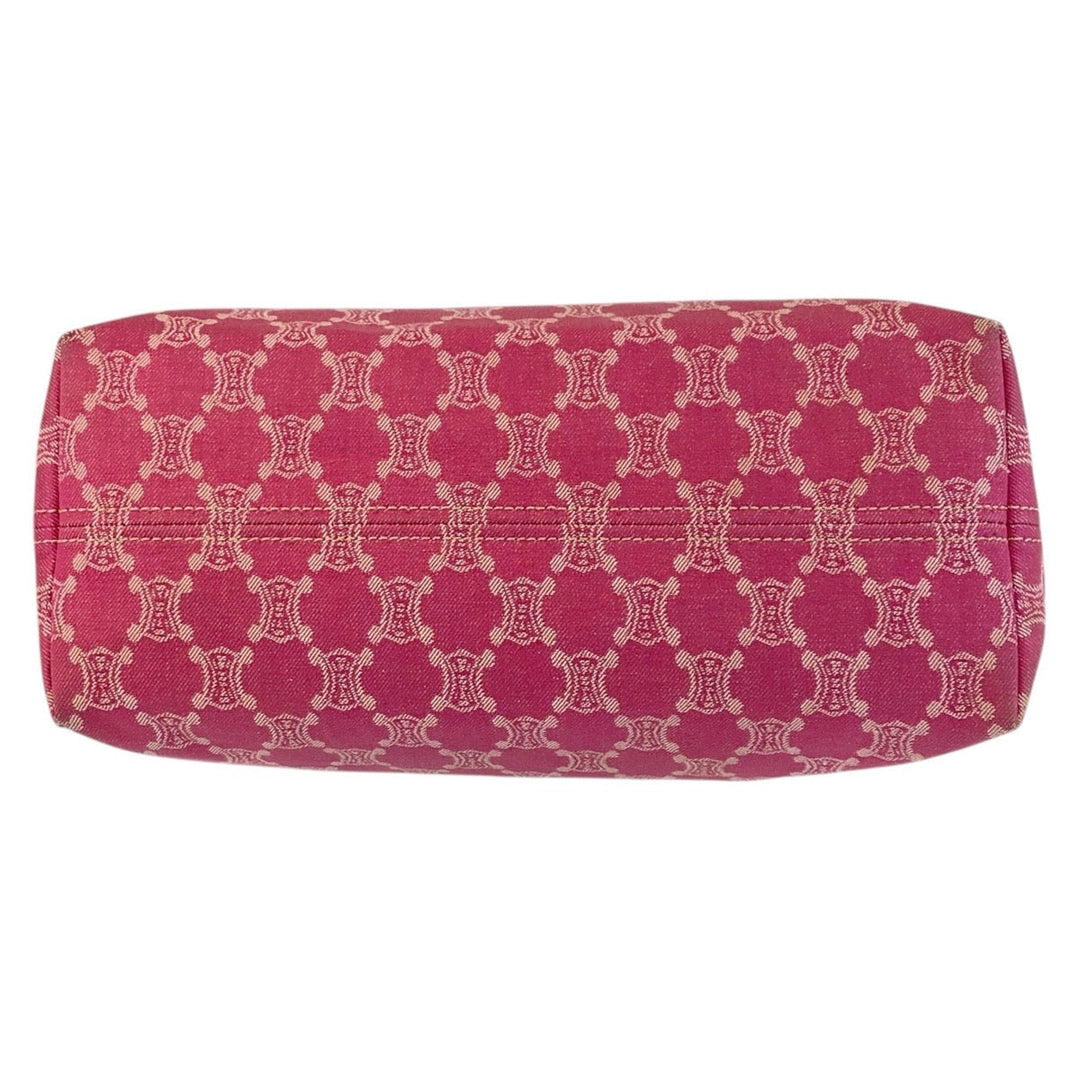 CELINE Tote Bag Canvas, Leather Pink Gold Metal Tote Bag Shoulder Bag Macadam Women Used Authentic