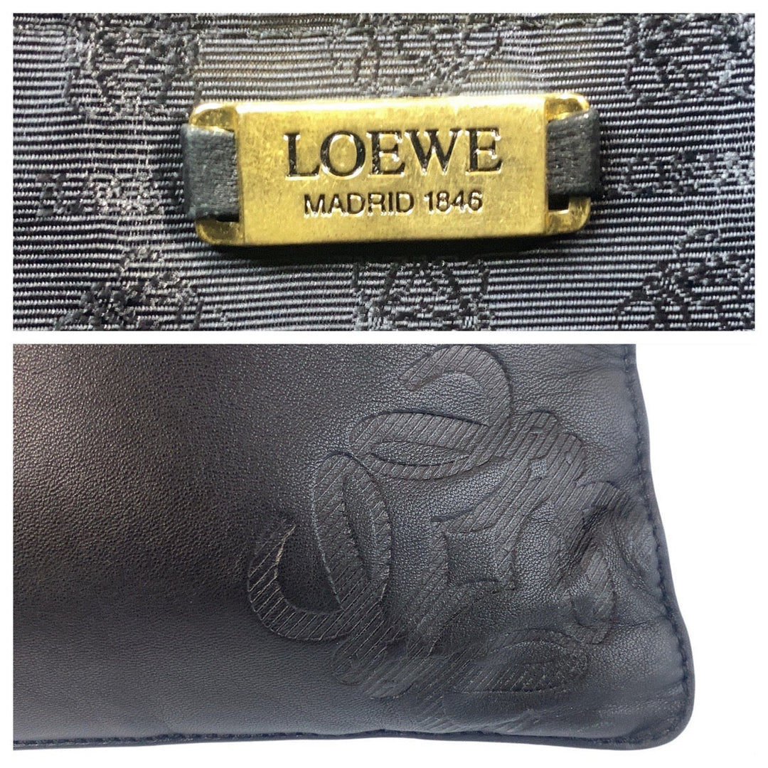 LOEWE Tote Bag Suede, Leather Brown Black Tote Bag anagram Women Used Authentic