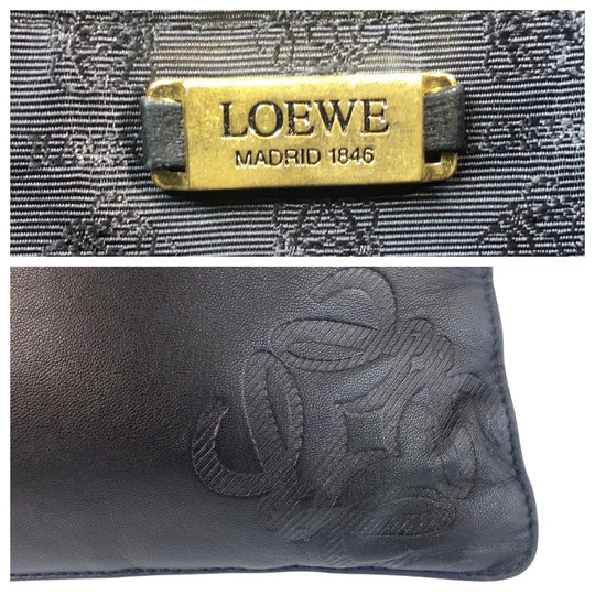 LOEWE Tote Bag Suede, Leather Brown Black Tote Bag anagram Women Used Authentic