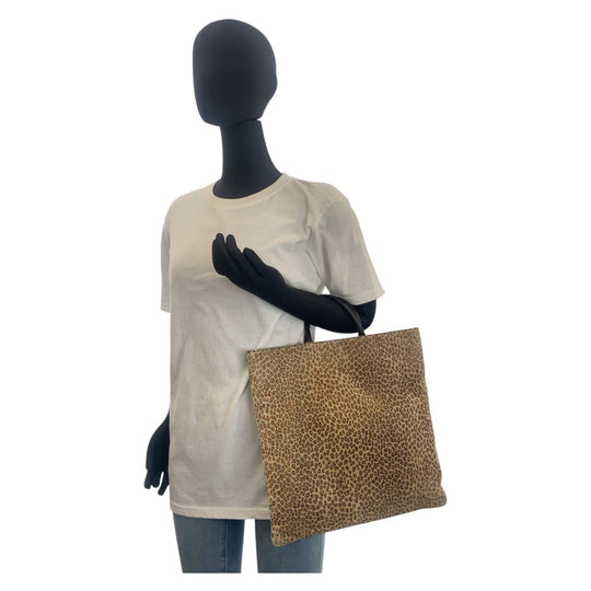 LOEWE Tote Bag Suede, Leather Brown Black Tote Bag anagram Women Used Authentic