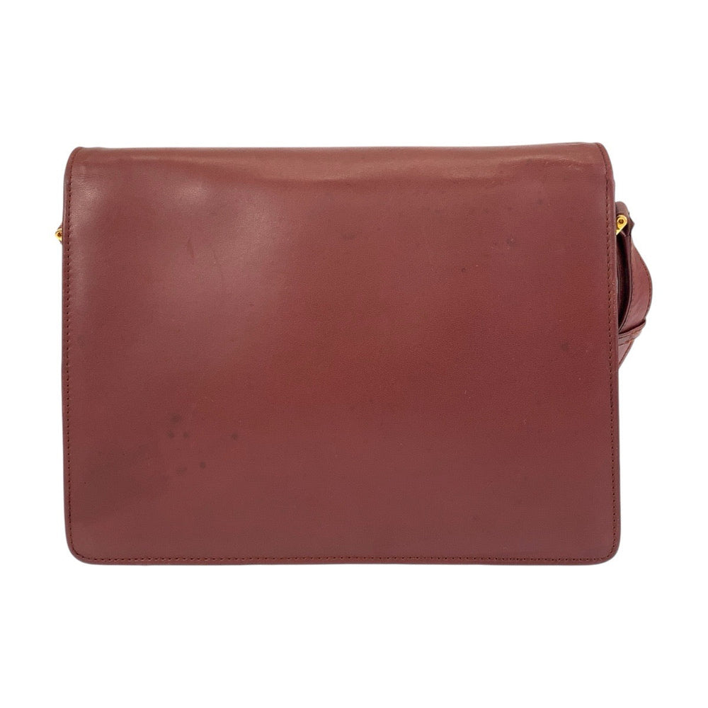 CARTIER Shoulder Bag leather Bordeaux Shoulder Bag Messenger bag Must Line Women Used Authentic
