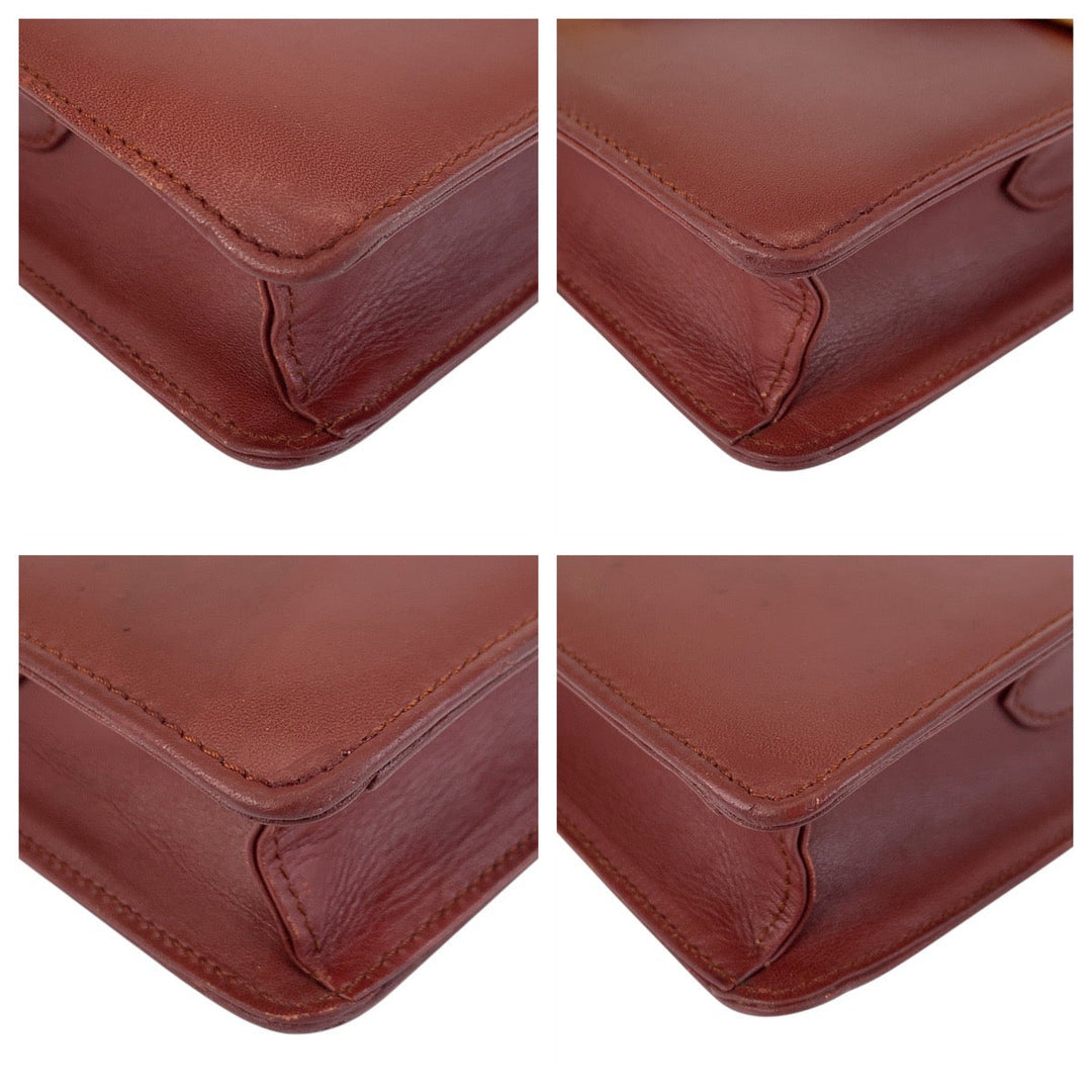 CARTIER Shoulder Bag leather Bordeaux Shoulder Bag Messenger bag Must Line Women Used Authentic