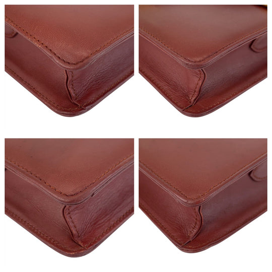 CARTIER Shoulder Bag leather Bordeaux Shoulder Bag Messenger bag Must Line Women Used Authentic