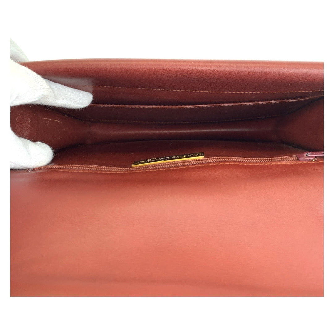 CARTIER Shoulder Bag leather Bordeaux Shoulder Bag Messenger bag Must Line Women Used Authentic