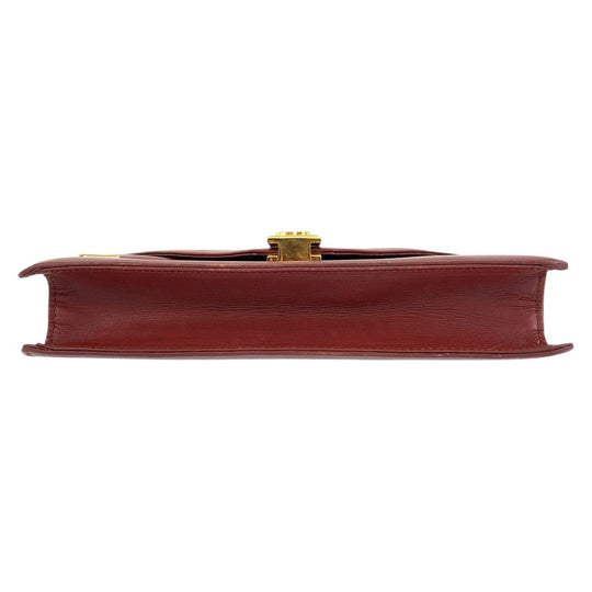 CARTIER Shoulder Bag leather Bordeaux Shoulder Bag Messenger bag Must Line Women Used Authentic